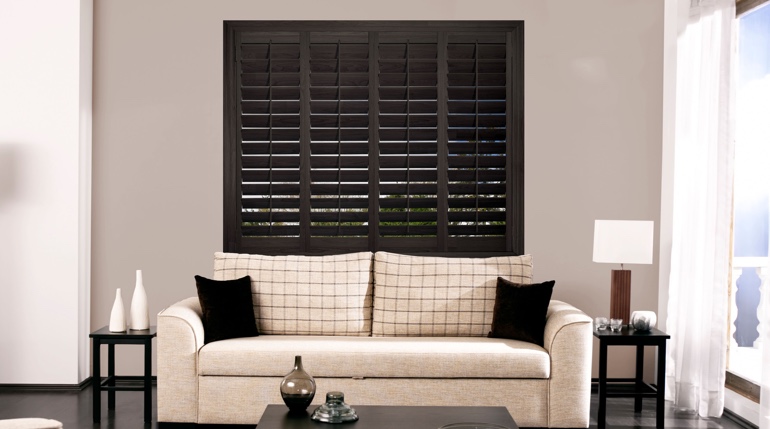 Salt Lake City sitting room with plantation shutters.